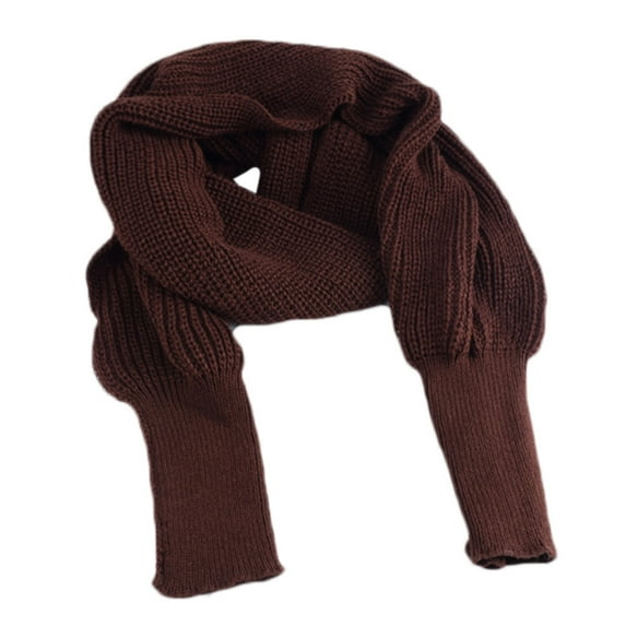 YUUZONE Women Winter Knitted Blanket Long Shawl Wrap with Sleeves Solid Color Crochet Sweater Scarf Multi-Use Poncho Cape Neck Warmer