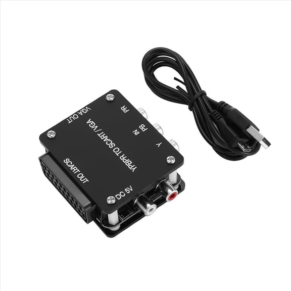 YUV TO RGBS YPBPR to SCART YPBPR TO VGA Component Transcoder Converter Game Console, RGBS to Color Difference Component,1 x converter,Black