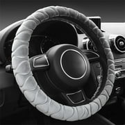 YUVA 38cm Winter Velvet Steering Wheel Cover, Polyester, Warm & Anti-Slip, Fits Standard 14.96in Wheels, Easy Install, Multi-Color