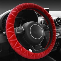YUVA 38cm Winter Velvet Steering Wheel Cover, Polyester, Warm & Anti-Slip, Fits Standard 14.96in Wheels, Easy Install, Multi-Color