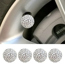 YUVA 4-Pack Diamond Car Tire Caps, ABS Rhinestones, Blue/White/Red/Pink, Universal, Anti-Leakage, Sparkling Decorative Gift