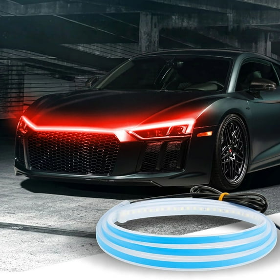 YUVA 47 Inch Car Hood LED Strip, 5050 RGB, IP68 Waterproof, 12V, Multi-Color, Easy Install, Daytime Running Light for Most Vehicles
