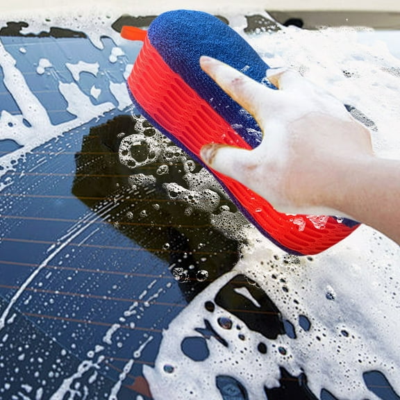YUVA 8-Shaped Car Wash Sponge, Chenille/Sponge, Blue/Gray/Green, 8.66x4.33in, High-Density, Super Absorbent, Soft, Protects Car Paint