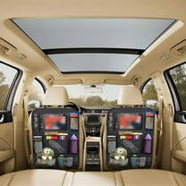 YUVA Car Backseat Organizer Kick Mats, Multi-Pocket Storage with 10'' Tablet Holder Clear Window, 600D Cloth Seat Protector, Universal Fit for Cars SUV, Easy Install Adjustable Straps