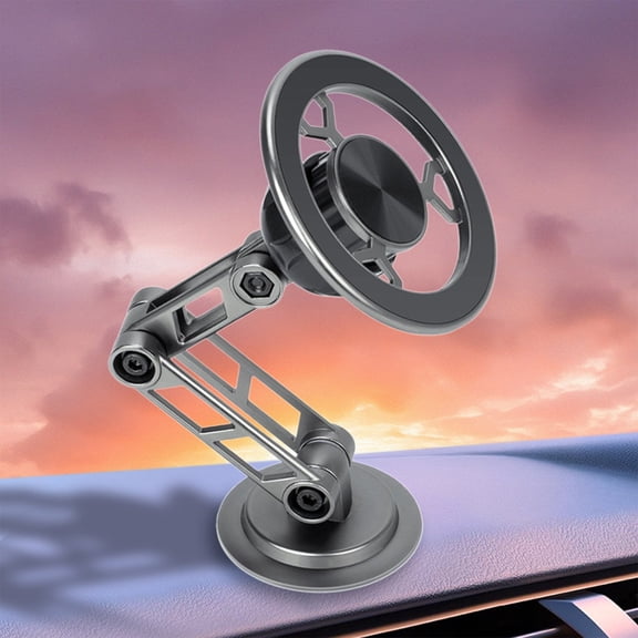 YUVA Car Phone Mount, Folding Rotating Magnetic Holder, 1080° Adjustable, Waterproof & Sunproof, Secure for Navigation, Gray/Gold/Silver, Easy Install
