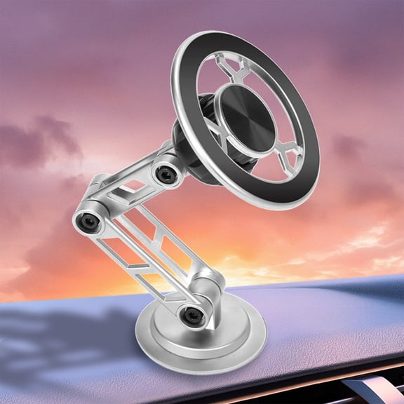 YUVA Car Phone Mount, Folding Rotating Magnetic Holder, 1080° Adjustable, Waterproof & Sunproof, Secure for Navigation, Gray/Gold/Silver, Easy Install