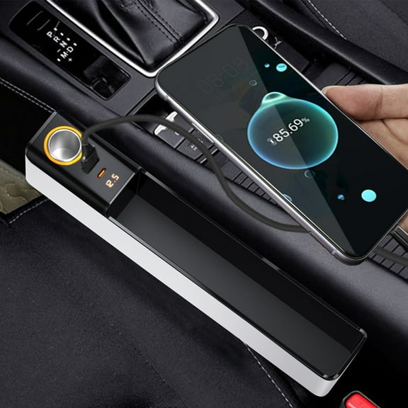 YUVA Car Seat Gap Storage Box, Fast Charger (QC3.0+PD3.0), Cigarette Lighter Port, Shockproof, Stores Phones/Keys, Easy Install, Universal