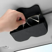 YUVA Car Sun Visor Sunglasses Clip, Leather, Beige/Black/Brown/Gray, Secure Hold, Easy Install, Space-Saving, Multi-Functional Storage