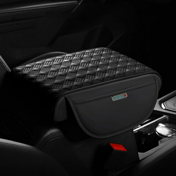 YUVA Leather Car Center Console Cover Pad, Gray/Black/Brown/Pink/Beige/Red, Waterproof, Anti-Slip, with Storage Bag, Universal for SUV/Truck