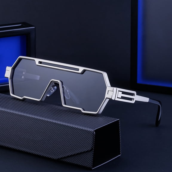 YUVA New Trendy Metal Sunglasses, Square Frame, Anti-Slip Legs, for Driving/Outdoor Sports, Red/Yellow/Gray, Stylish & Durable, UV Protection