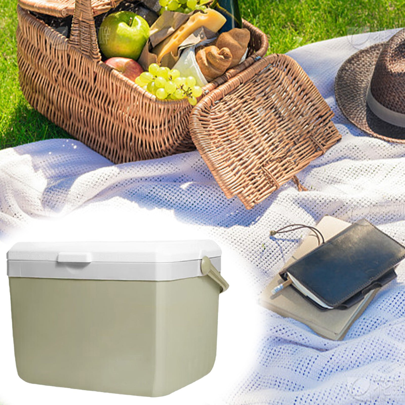YUVA Portable Car Refrigerator, Picnic/Outdoor Use, Cooling & Heating, Large Capacity, Green, Food-Grade Material, Includes Ice Packs