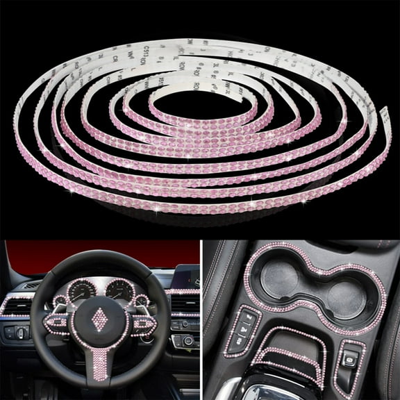 YUVA Self-Adhesive Crystal Car Decor Stickers, Rhinestone, Waterproof & Sunscreen, Multicolor/White/Red, Enhances Interior/Exterior Shine, Easy to Maintain