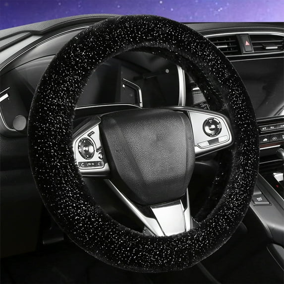 YUVA Star Steering Wheel Cover, Mink-Like Velvet, Blue/Gray/Pink, 38cm Diameter, Winter Warm, Anti-Slip, Fits 99% of Car Models, Easy Install
