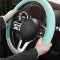 thumbnail image 1 of YUVA Thin Anti-Slip Car Steering Wheel Cover, Leather, 14.96x14.96in, Pink/Blue/Black/Red/Coffee, 4-Season Use, Fits 36-40cm Wheels, 1 of 6