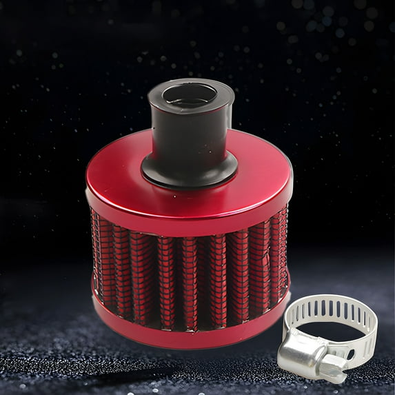 YUVA Universal Car Air Filter, Aluminum Alloy Toadstool Design, 12mm, Black/Blue/Red/Silver, Clamp Included, Enhances Filtration