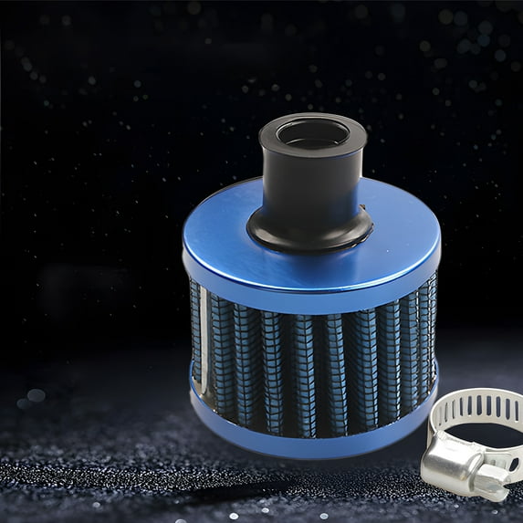 YUVA Universal Car Air Filter, Aluminum Alloy Toadstool Design, 12mm, Black/Blue/Red/Silver, Clamp Included, Enhances Filtration