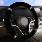 YUVA Winter Lint Steering Wheel Cover with Rhinestones, Warm & Anti-Slip, Polyester, Stylish Decor, Universal Fit for Standard Wheels
