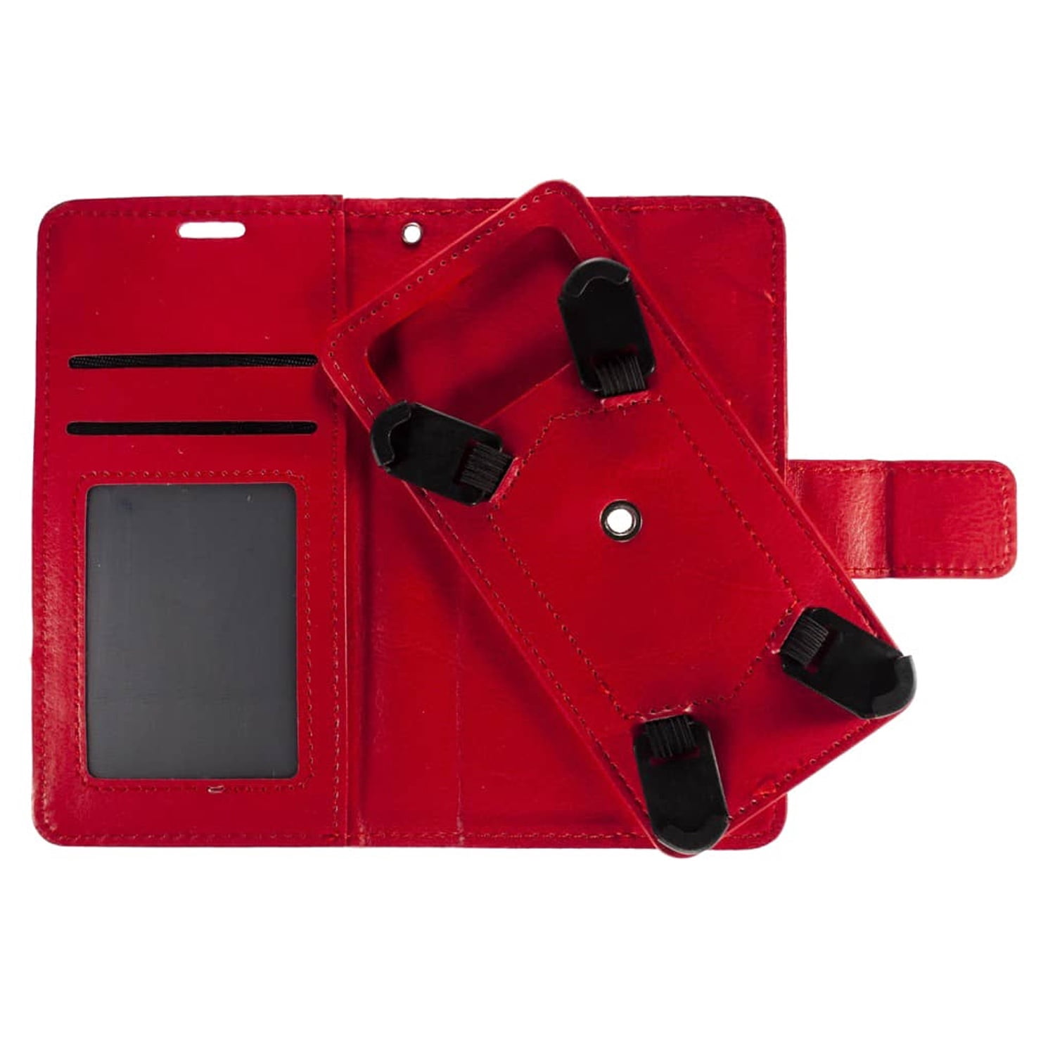 YUW-Large (5.2"-5.5") Universal Folio Phone Case with 360 Degree Stand Feature - Red