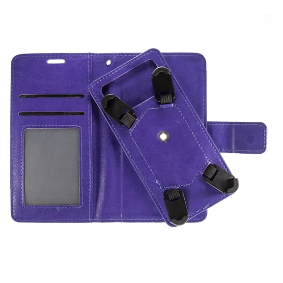 YUW-Large (5.2"-5.5") Universal Leather Flip Cover with Swivel Stand Design - Purple