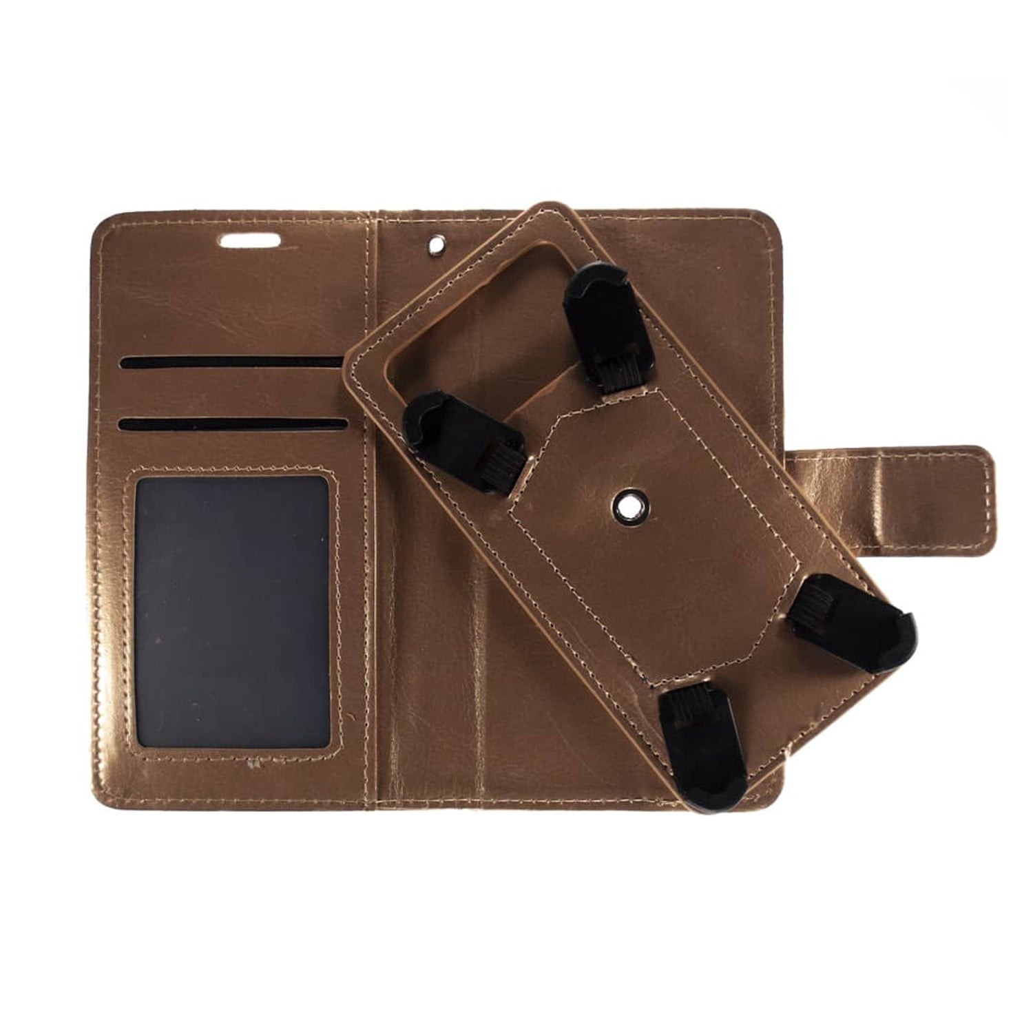 YUW-Large (5.2"-5.5") Universal Protective Wallet Case with Rotating Viewing Support - Gold
