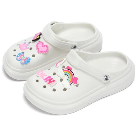YUWOZIZ Women's Garden Clogs, Thick Sole EVA Platform Clogs Lightweight Adjustable Slide Quick Drying Summer Beach Pool Water Shoes White 4243