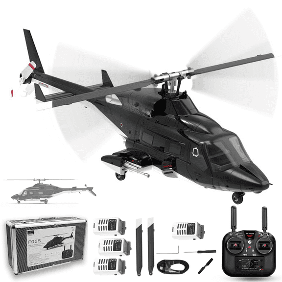 YUXIANG F02S Airwolf RC Helicopter with Optical Flow Positioning, 1/34 Scale 6G Stabilization System Helicopter, 2.4G Remote Control Military Aircraft Model for Adults Advanced Hobbyists