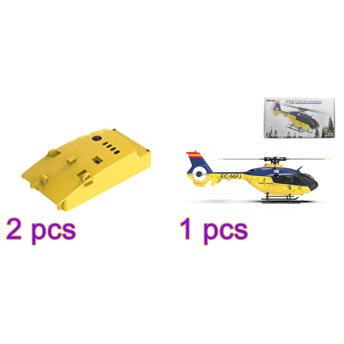 YUXIANG F06 EC-135 RC Helicopter 1/36 Scale 2.4G 6CH Direct-Drive Brushless 6-Axis Gyro 3D/6G RTF Aircraft Dual Mode Optical Flow Positioning for Adults