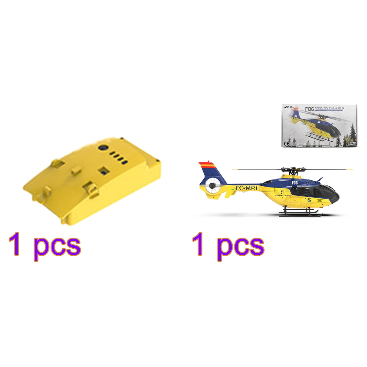 YUXIANG F06 EC-135 RC Helicopter 1/36 Scale 2.4G 6CH Direct-Drive Brushless 6-Axis Gyro 3D/6G RTF Aircraft Dual Mode Optical Flow Positioning for Adults