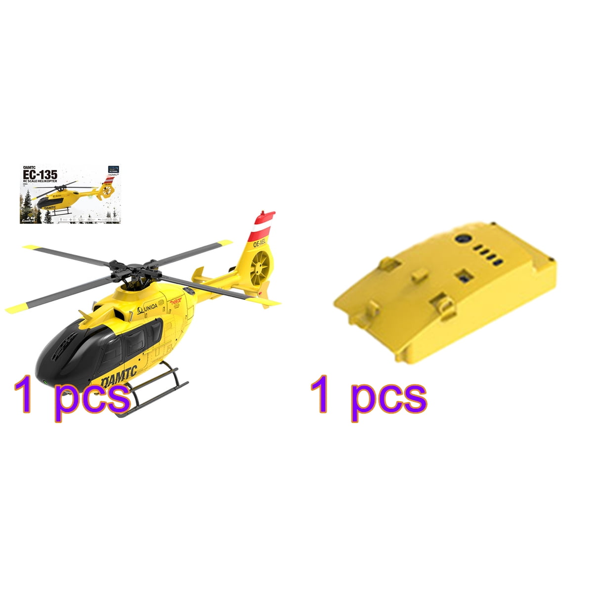 YUXIANG F06 EC-135 RC Helicopter 1/36 Scale 2.4G 6CH Direct-Drive Brushless 6-Axis Gyro 3D/6G RTF Aircraft Dual Mode Optical Flow Positioning for Adults