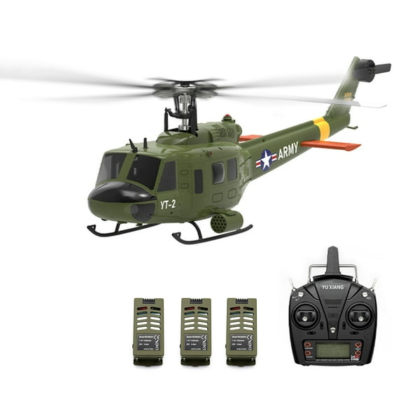 YUXIANG F07-V UH-1 Huey RC Helicopter for Adults, 1/34 Scale 2.4G 6CH Brushless Direct-Drive Flybarless 6G/3D RTF Stabilized Military Aircraft Outdoor for Advanced Pilots