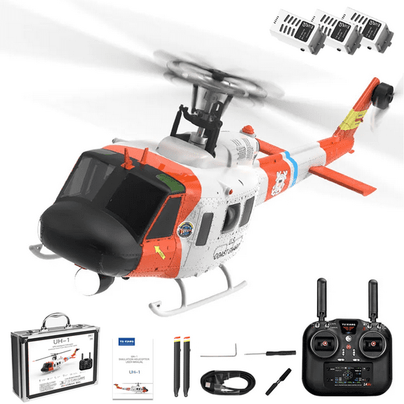 YUXIANG F07S UH-1D Huey RC Helicopter for Adults, GP/S Stabilized 8CH Brushless Helicopter with Optical Flow & One-Key Return, RTF Aircraft Model for Professional Player (3 Battery)