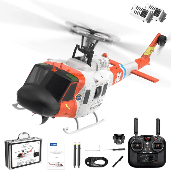 YUXIANG F07S UH-1D Huey RC Helicopter for Adults, GP/S Stabilized 8CH Brushless Helicopter with Optical Flow & One-Key Return, RTF Aircraft Model for Professional Player (2 Battery/with Camera)