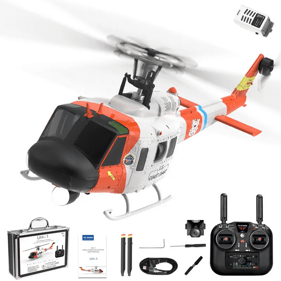 YUXIANG F07S UH-1D Huey RC Helicopter for Adults, GP/S Stabilized 8CH Brushless Helicopter with Optical Flow & One-Key Return, RTF Aircraft Model for Professional Player (1 Battery/with Camera)