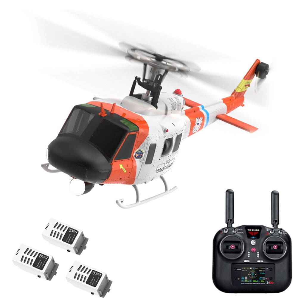 YUXIANG F07S UH-1D Huey RC Helicopter with LED Lights, 6CH 6G 1/34 Scale Brushless Motors GPS Optical Flow Positioning & Smart Flight Modes Aircraft for RC Pilots
