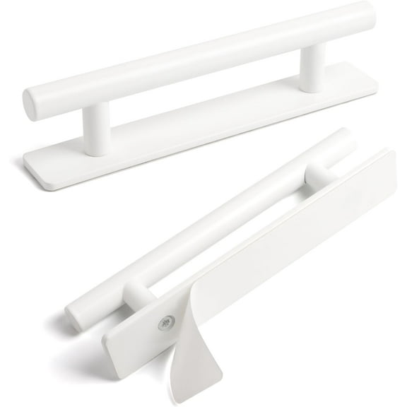 YUXNET 2 Pack Drawer Stick on Handle 5-3/4 inch White self Adhesive Cabinet Handles Kitchen Adhesive Drawer pulls Closet Door pulls for Sliding Glass Shower Door Handle 2 pack-White 5-3/4 inch