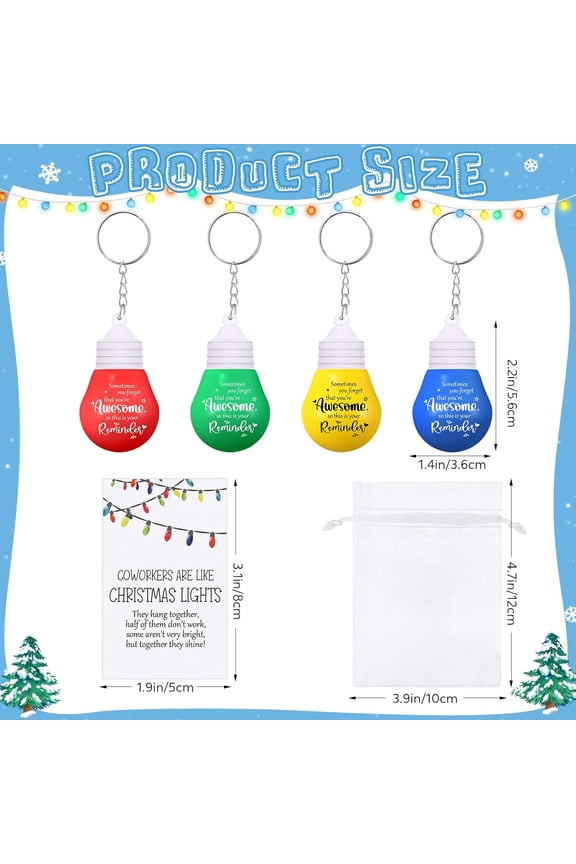 -12 Set Coworkers Christmas Gifts Bulk Employee Appreciation Gift for Staff Team Teacher Light Bulb Stress Ball Keychain (Awesome)
