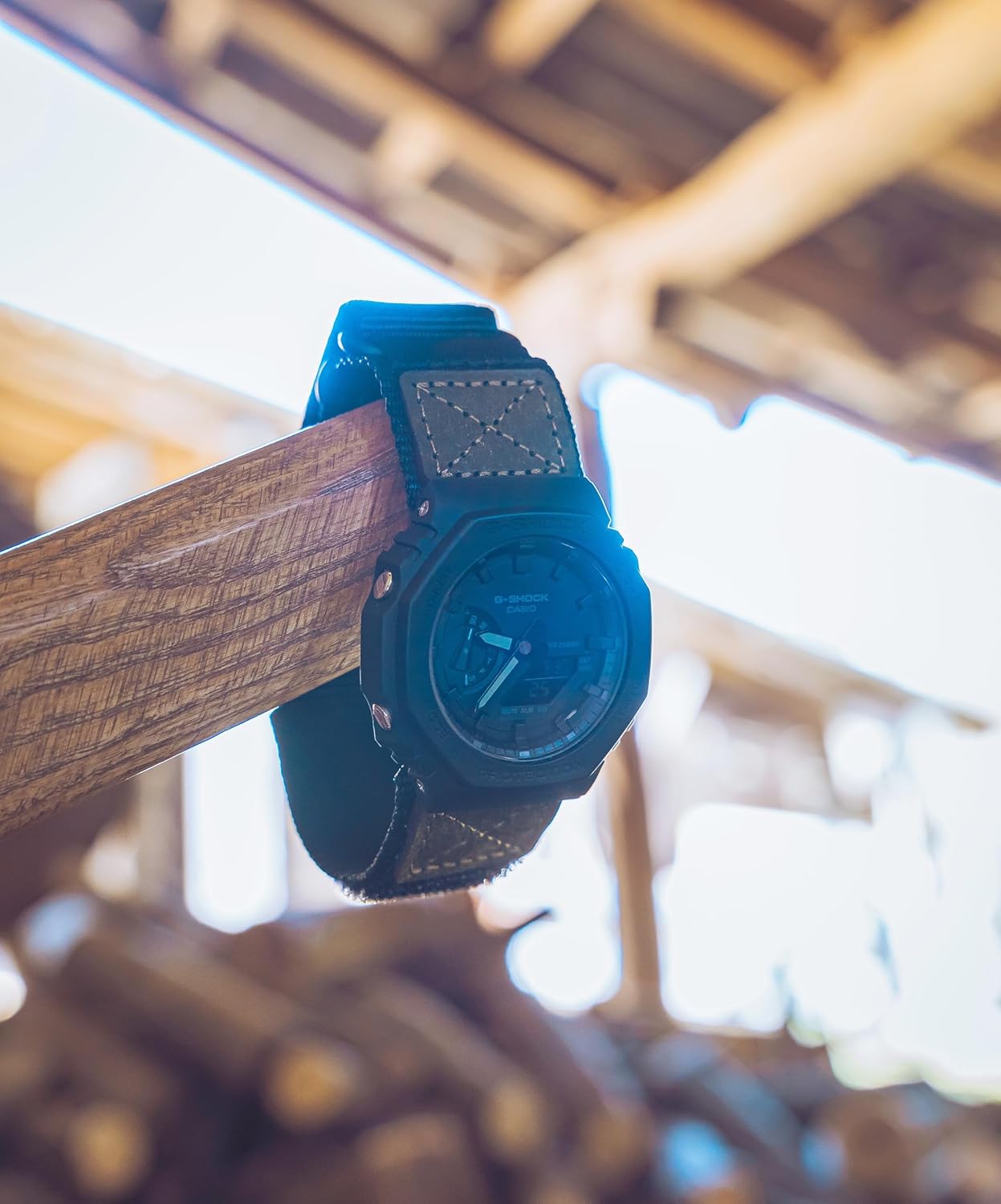 BBZ Cinturino In Nylon 16mm Per Casio G-Shock GA-100, DW-5600, GA-2100 – Sgancio Rapido – Argento/Nero