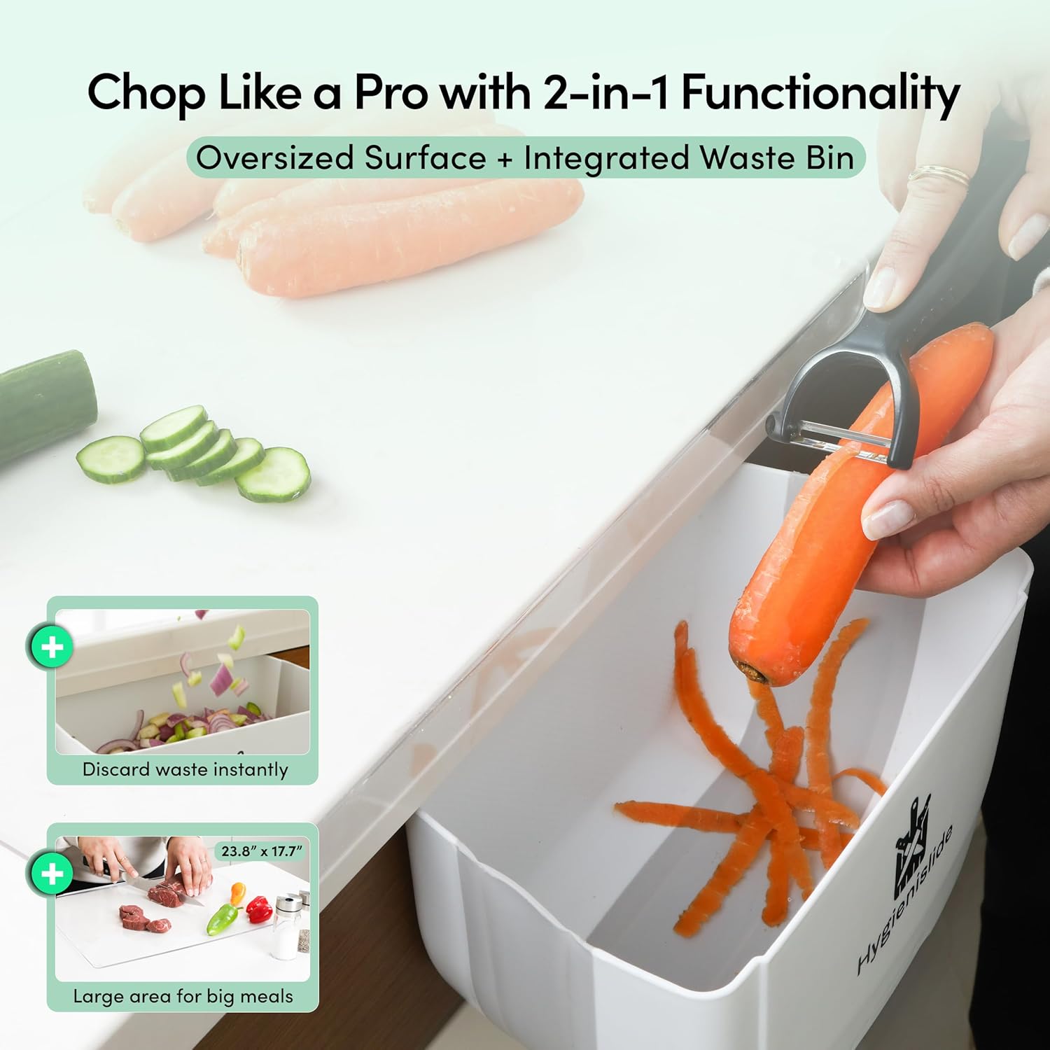YUYAN-2-in-1 Acrylic Cutting Board with Slide-Out Bin – clear cutting ...