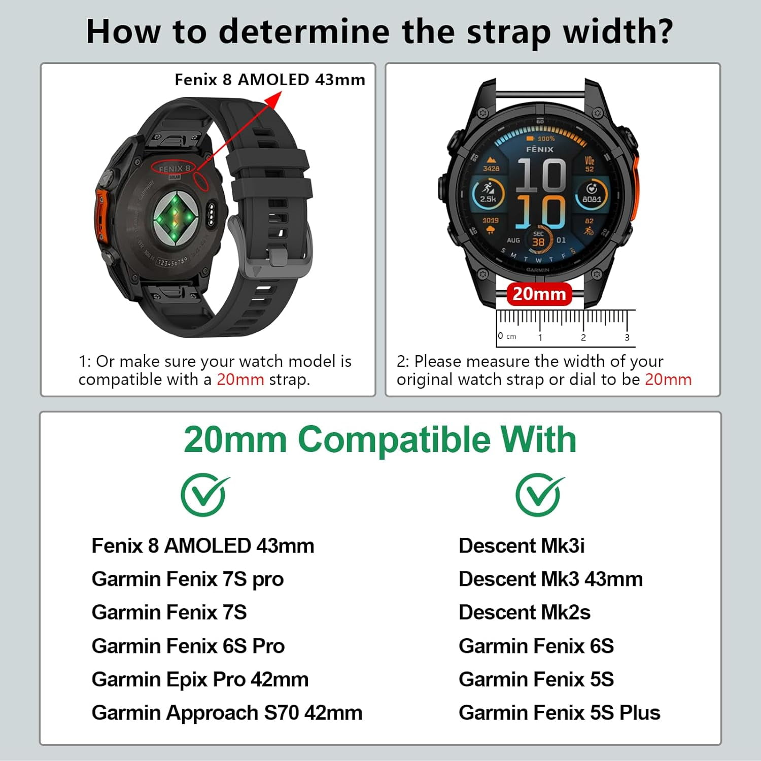 Cinturino Silicone 20mm OVERSTEP Per Garmin Fenix 8/Epix Pro/Fenix 7s/6s/5s – Morbido E Resistente