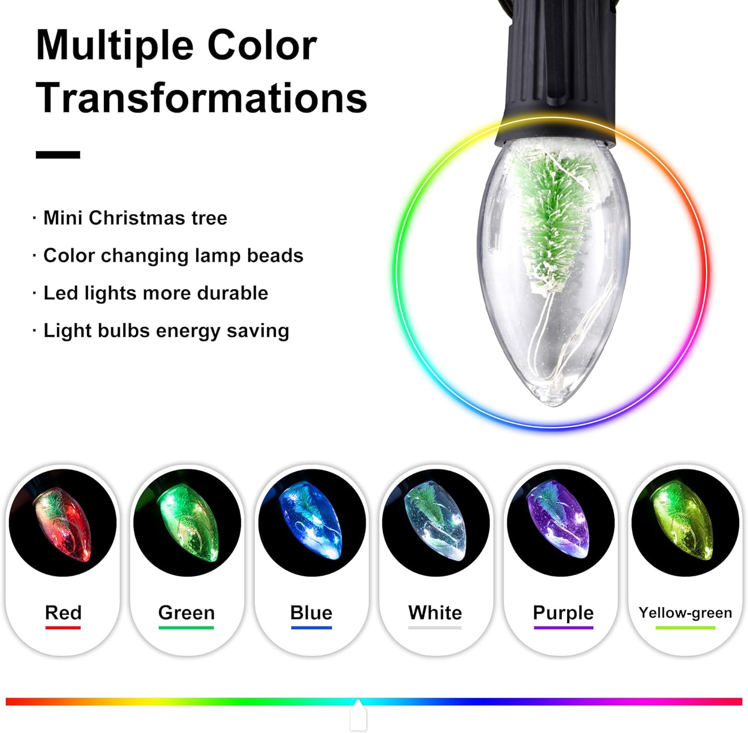 YUYAN-24Ft Color-Changing C9 Christmas Pathway Lights Outdoor - 20 LED ...