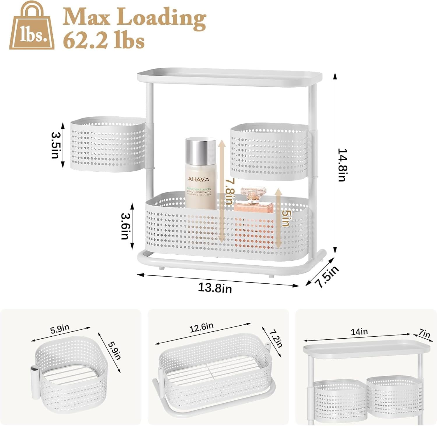 YUYAN-3-Tier Rotating Bathroom Organizer, Countertop Vanity Tray, Spice ...