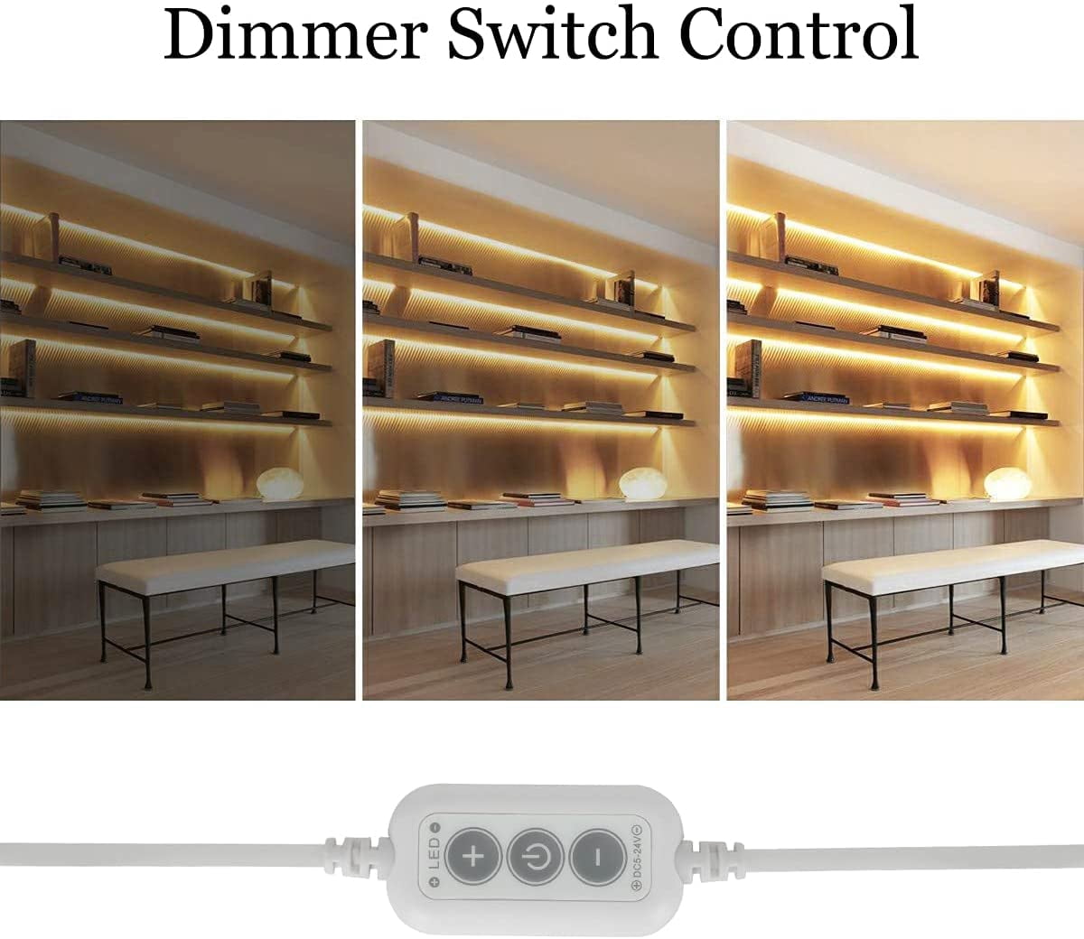 YUYAN-4.9ft Dimmable LED Strip Lights, 5v Warm White Dotless COB String ...