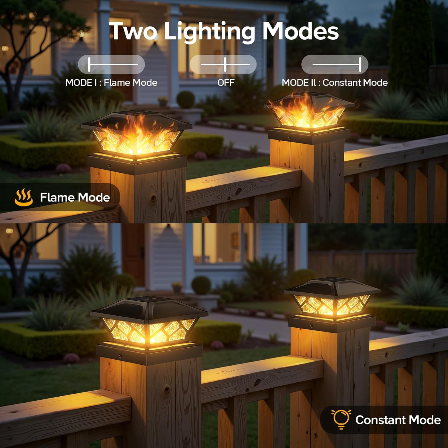 Solar 556 YUYAN-6 Pack Solar Flame Post Cap Lights Outdoor-Flickering Flame ...
