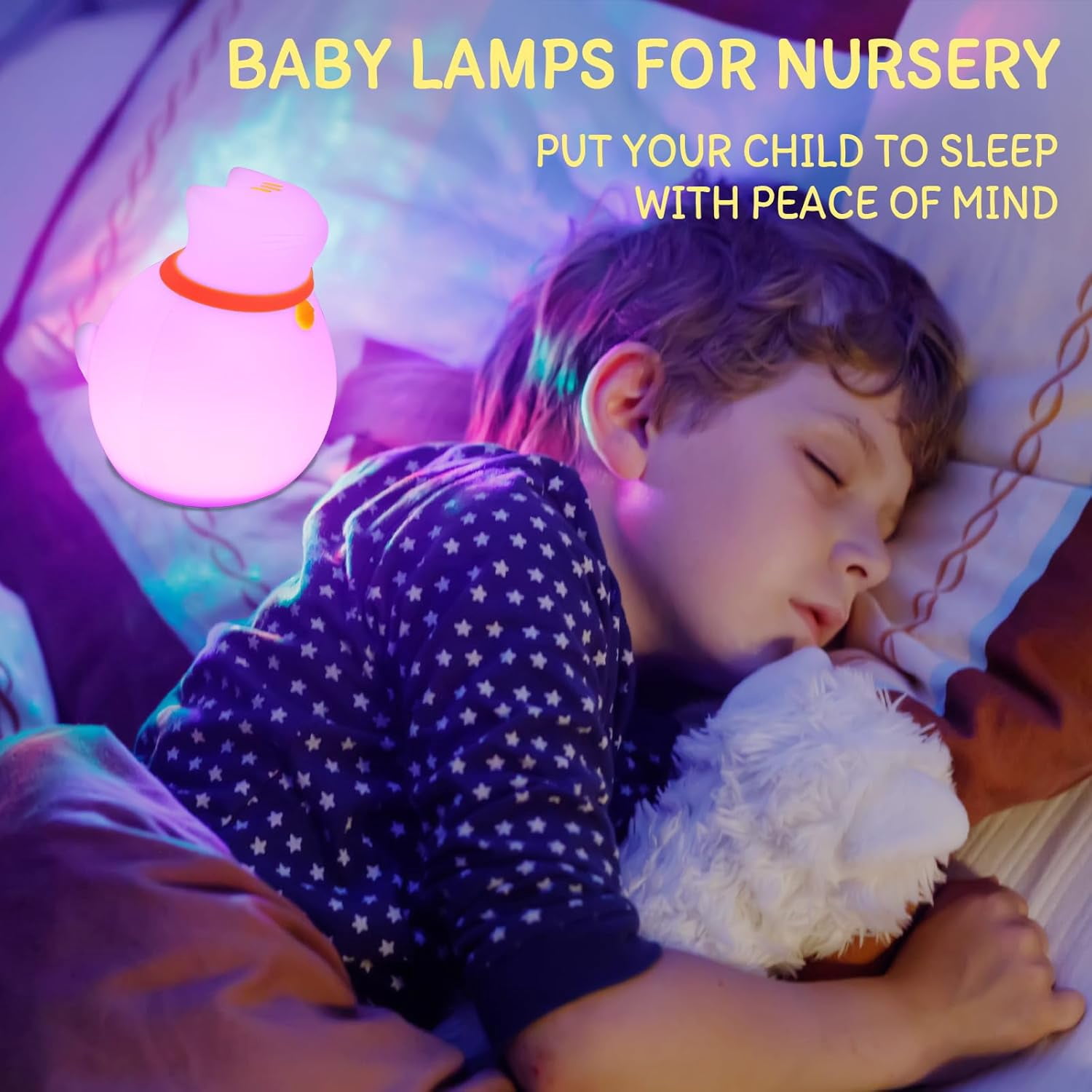 YUYAN-7-Color Changing Cat Night Light, Silicone Rechargeable Nursery ...