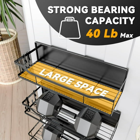 YUYAN-8 Pack Magnetic Shelves for Washing Machine / Hanger Organizer, Tool Holder, Heavy-Duty Metal Magnetic Spice Racks, Space Saving Shelf for Home Kitchen Closet & Laundry Room Organization (Black