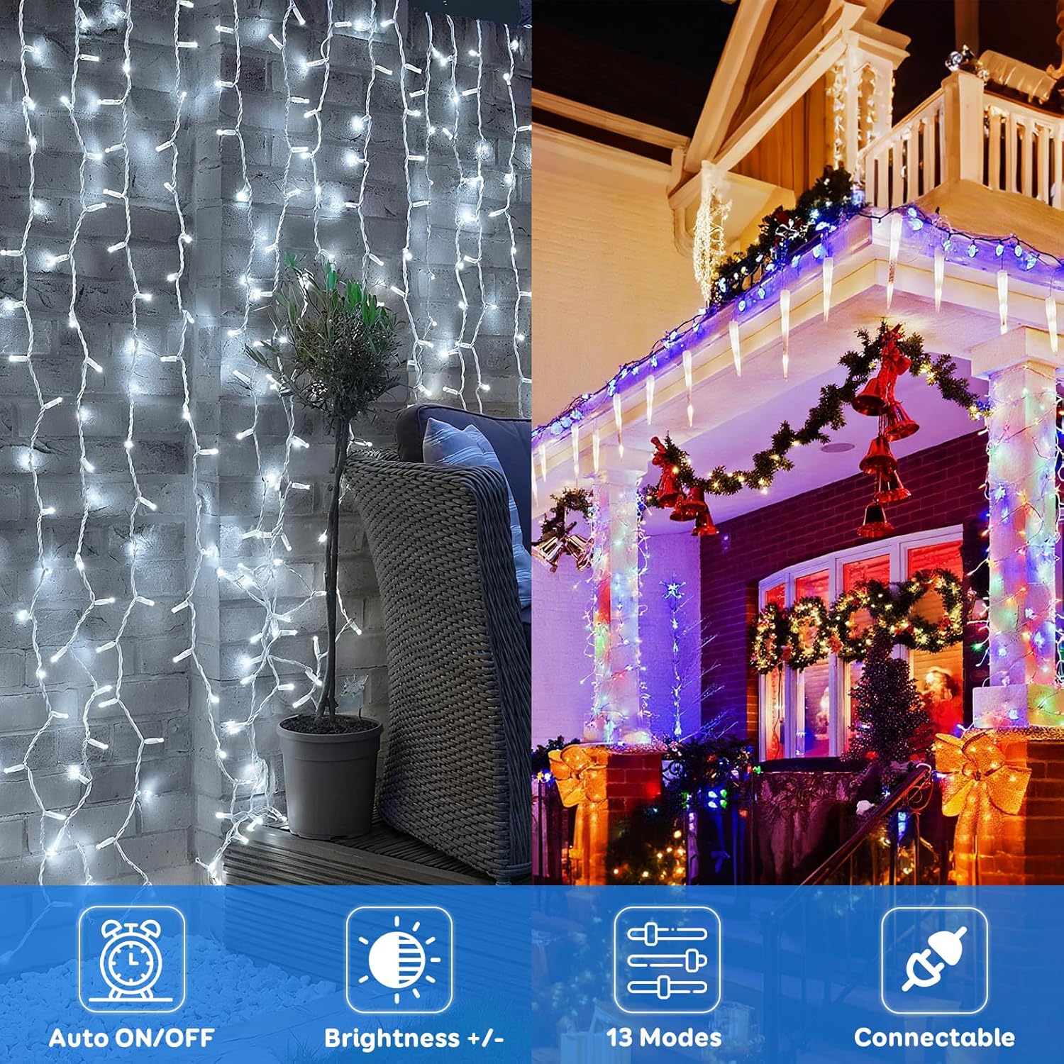 YUYAN-88FT 240LED Connectable String Lights Indoor Outdoor Clear Wire ...