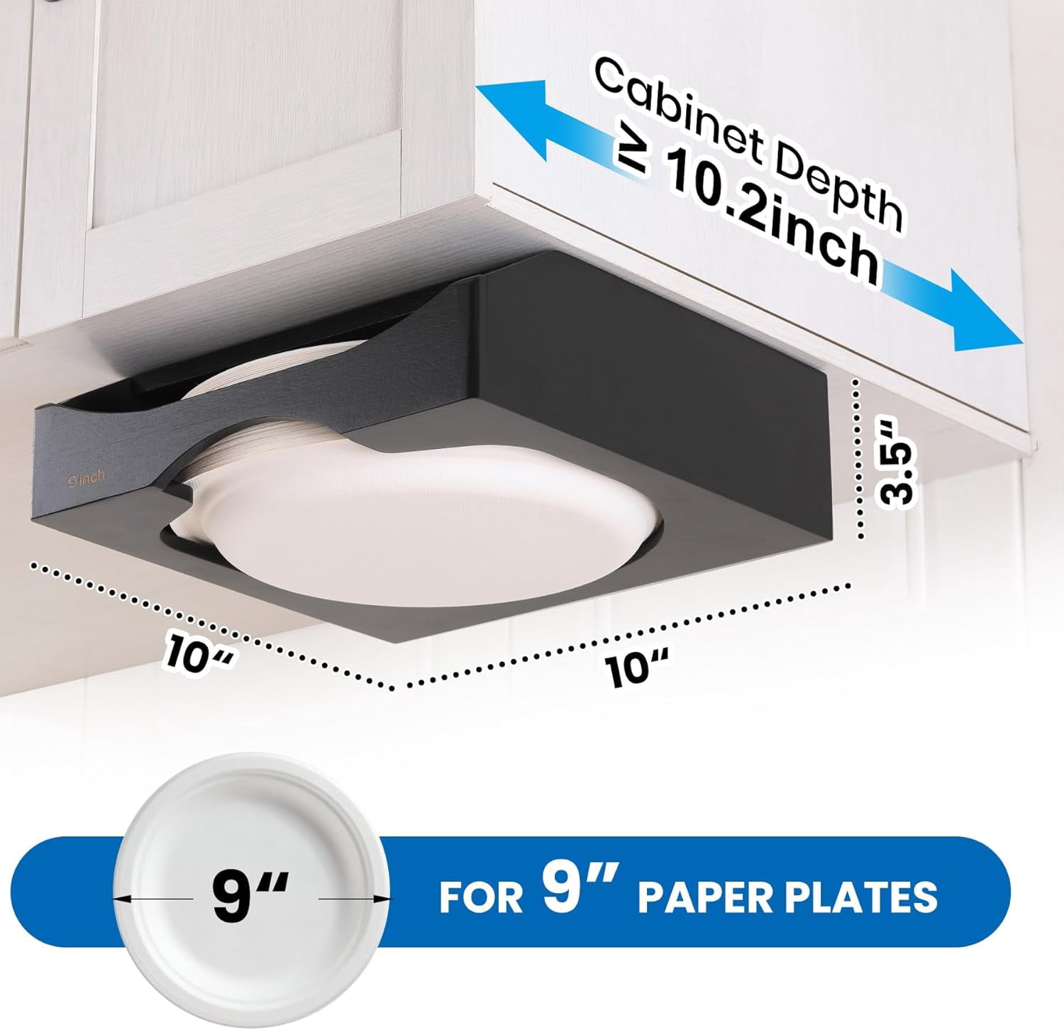 YUYAN-9-inch Paper Plate Dispenser Under Cabinet, Bamboo Paper Plate ...