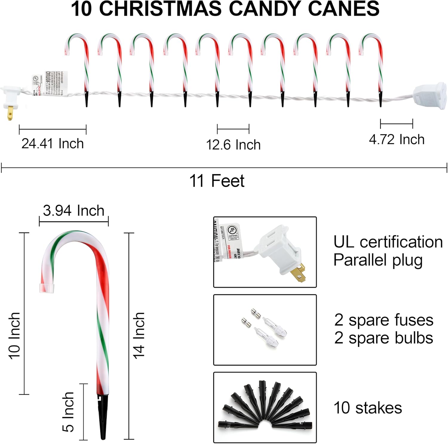YUYAN-Candy Cane Lights - 10 Pack Candy Cane Pathway Lights, 10 ...