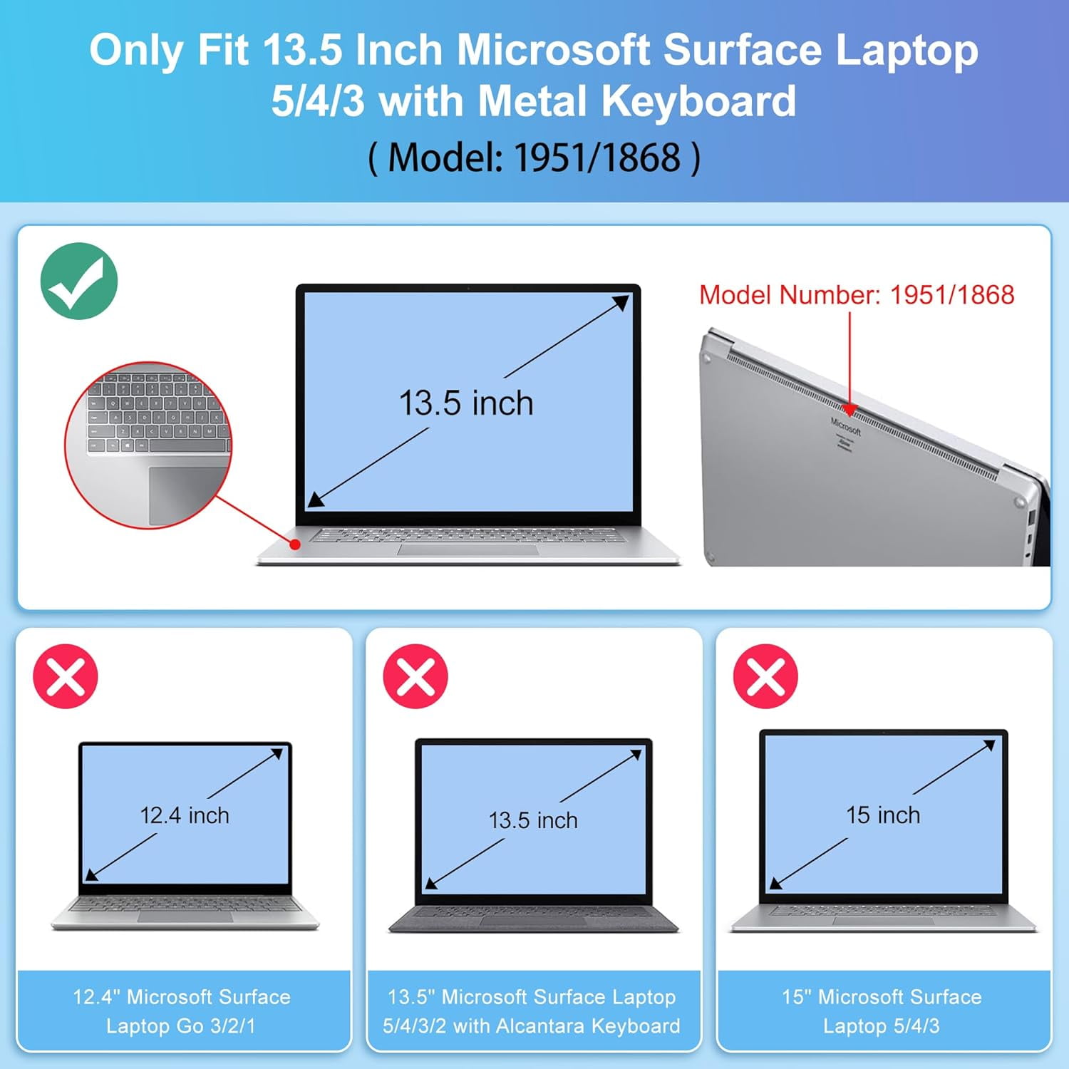 YUYANCase for 13.5" Microsoft Surface Laptop 5/4/3 with Metal Palm