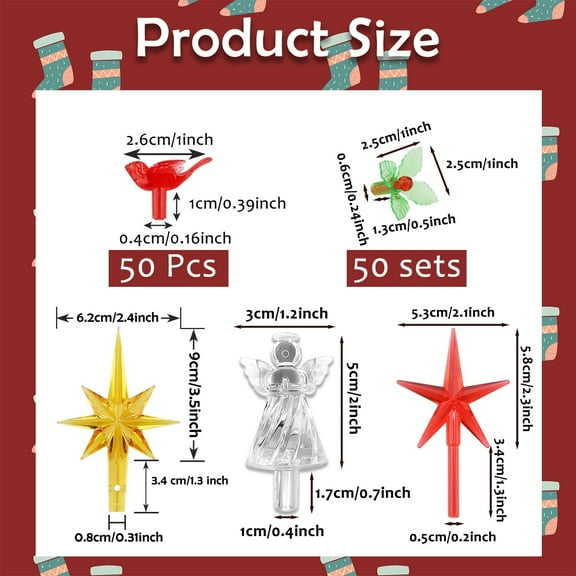 YUYAN-Ceramic Christmas Tree Replacement Light Bulbs Set, 153Pcs Vintage Ceramic Christmas Tree Replacement Bulbs Medium Light Bulbs Ornaments and 3Pcs Topper Stars for Ceramic Christmas Tree